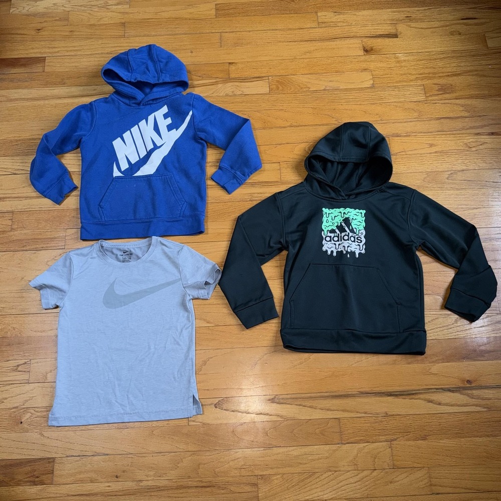 Nike Adidas Hoodie Shirt‎ Set Boys 6 Blue Black Gray Graphic Athletic